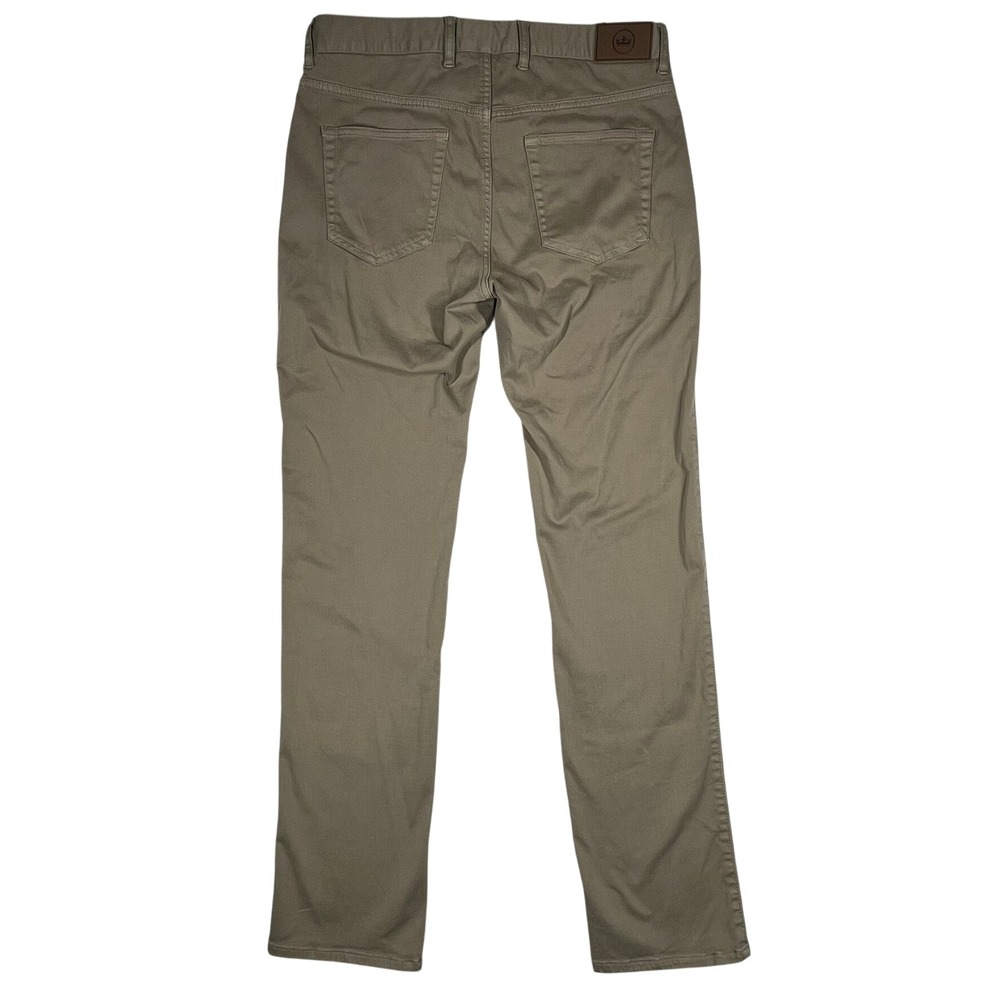 Peter Millar Signature Sateen Five-Pocket Pants Mens 32x33 Khaki ME0B39 *Flaw - Picture 4 of 16